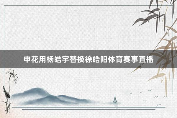 申花用杨皓宇替换徐皓阳体育赛事直播